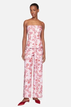 Kerina Top In Pink Floral Damask Taffeta Faille