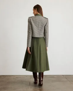 Kerrin Jacket in Dark Khaki & Maritime Blue Multi