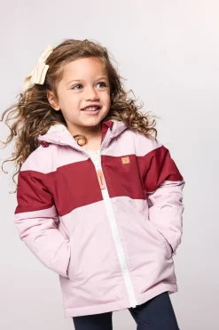 Kids' Ballerina Pink Winter Coat with Red Rugby Stripe
