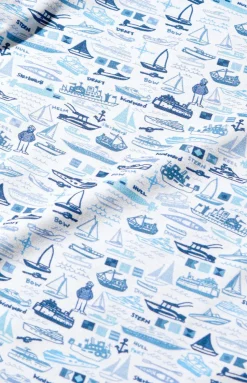 Kid's Boats Two Piece Pajamas in Blue