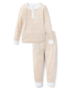 Kid’s Pima Snug Fit Pajama Set in Camel Stripe