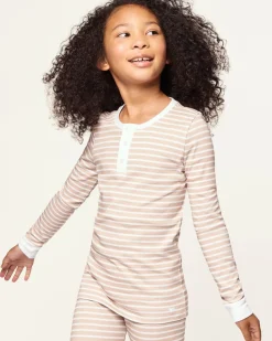 Kid’s Pima Snug Fit Pajama Set in Camel Stripe