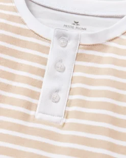 Kid’s Pima Snug Fit Pajama Set in Camel Stripe