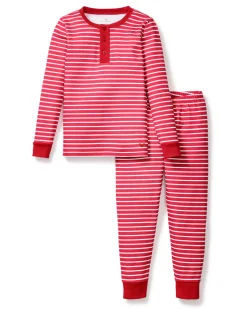 Kid’s Pima Snug Fit Pajama Set in Red Stripe