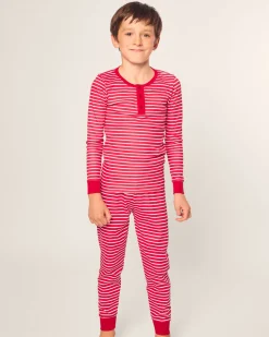 Kid’s Pima Snug Fit Pajama Set in Red Stripe