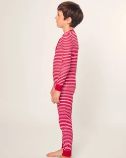 Kid’s Pima Snug Fit Pajama Set in Red Stripe
