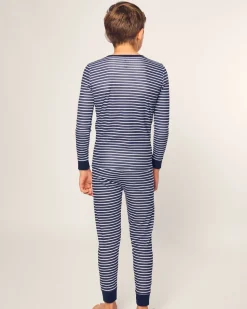 Kid’s Pima Snug Fit Pajama Set in Navy Stripe