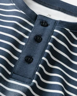 Kid’s Pima Snug Fit Pajama Set in Navy Stripe