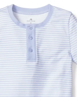 Kid’s Pima Snug Fit Pajama Short Set in Blue Stripes