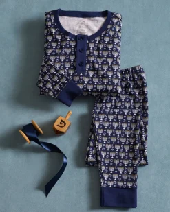 Kid’s Pima Snug Fit Pajama Set in Festival of Lights