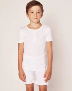 Kid’s Pima Snug Fit Pajama Short Set in Grey Stars
