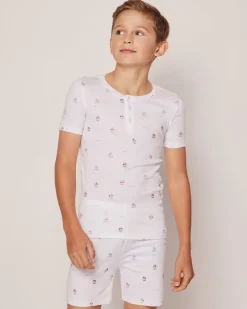 Kid’s Pima Snug Fit Pajama Short Set in Bateau