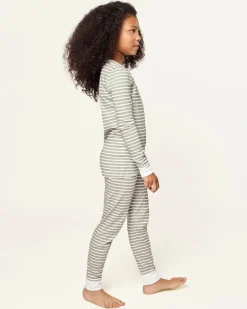 Kid’s Pima Snug Fit Pajama Set in Sage Stripe