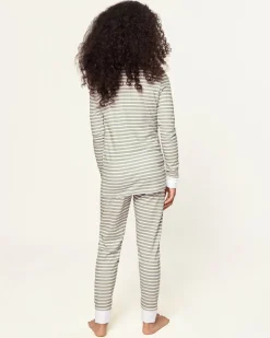 Kid’s Pima Snug Fit Pajama Set in Sage Stripe