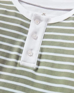 Kid’s Pima Snug Fit Pajama Set in Sage Stripe