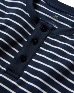 Kid’s Pima Snug Fit Pajama Short Set in Navy Stripe