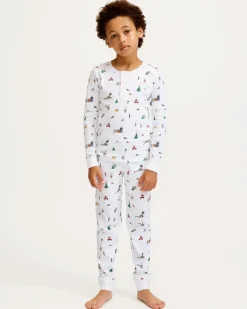 Kid’s Pima Snug Fit Pajama Set in Holiday Town