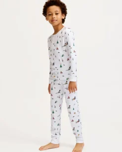 Kid’s Pima Snug Fit Pajama Set in Holiday Town