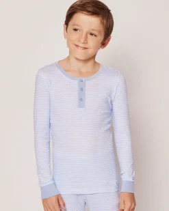 Kid’s Pima Snug Fit Pajama Set in Blue Stripes