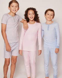 Kid’s Pima Snug Fit Pajama Set in Blue Stripes
