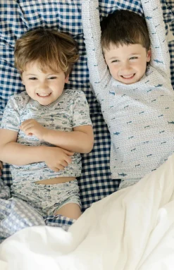 Kid's Sharks Two Piece Pajamas in Blue