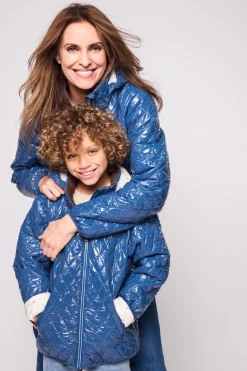 Kids' Shiny Mountain Blue Quilted Puffer Jacket
