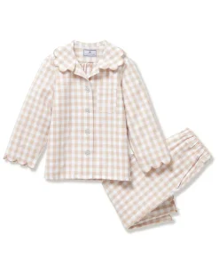Kid's Twill Colette Pajama Set in Camel Gingham
