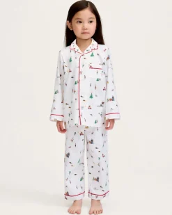 Kid's Twill Pajama Set in Holiday Town