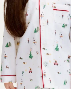 Kid's Twill Pajama Set in Holiday Town