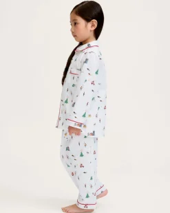 Kid's Twill Pajama Set in Holiday Town