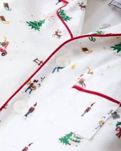 Kid's Twill Pajama Set in Holiday Town