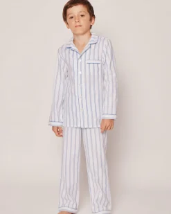 Kid’s Twill Pajama Set in Periwinkle Stripe