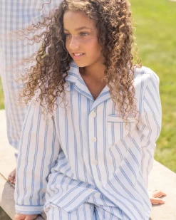 Kid’s Twill Pajama Set in Periwinkle Stripe