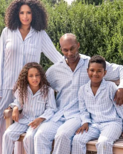 Kid’s Twill Pajama Set in Periwinkle Stripe
