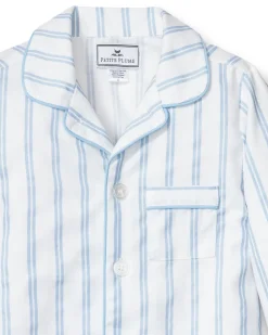 Kid’s Twill Pajama Set in Periwinkle Stripe