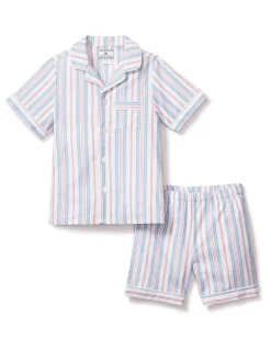 Kid’s Twill Pajama Short Set in Vintage French Stripes