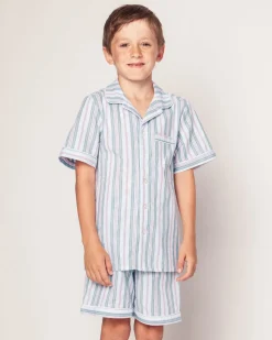 Kid’s Twill Pajama Short Set in Vintage French Stripes