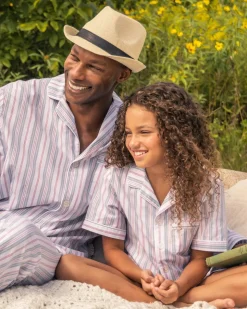 Kid’s Twill Pajama Short Set in Vintage French Stripes