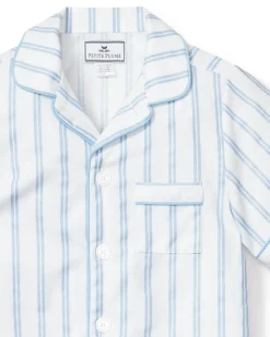 Kid’s Twill Pajama Short Set in Periwinkle Stripe