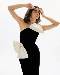 Kiki Dress in Noir & ivory Multi