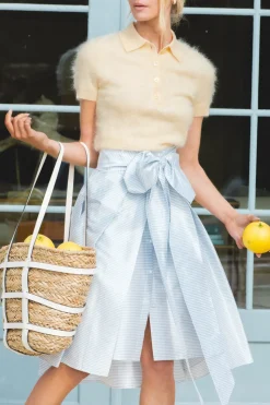 Knee-Length Skirt in Seaside Stripe