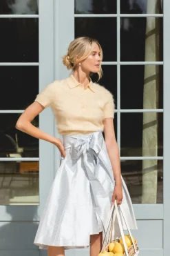 Knee-Length Skirt in Seaside Stripe