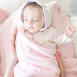 Knit Baby Blanket in Pink