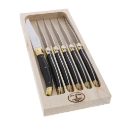 Knives in a Tray in Black & Brass, Set of 6