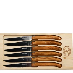 Knives in Olive Wood Rustic, Set of 6