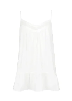 Kristen White Cotton Nightie with Short Ruffle Hem