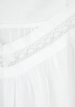 Kristen White Cotton Nightie with Short Ruffle Hem