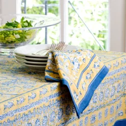 La Mer Tablecloth in Blue & Yellow