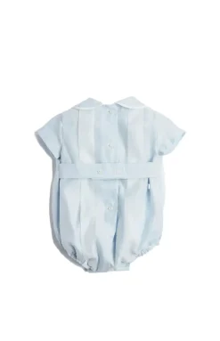 Lace Detail Peter Pan Collar Romper in Pale Blue