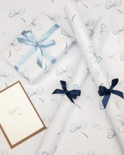 Lake Blue Bow Ribbon Cards, Set of 5